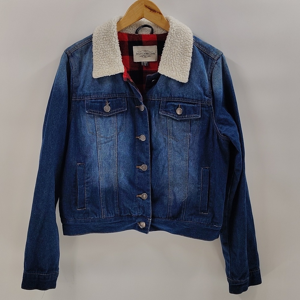 Ashley Vintage Charm Women's Jean Jacket L Shearing Collar Lined